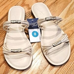 *Women's Sandals, Aura Two Band Slide, Cream, Size 8